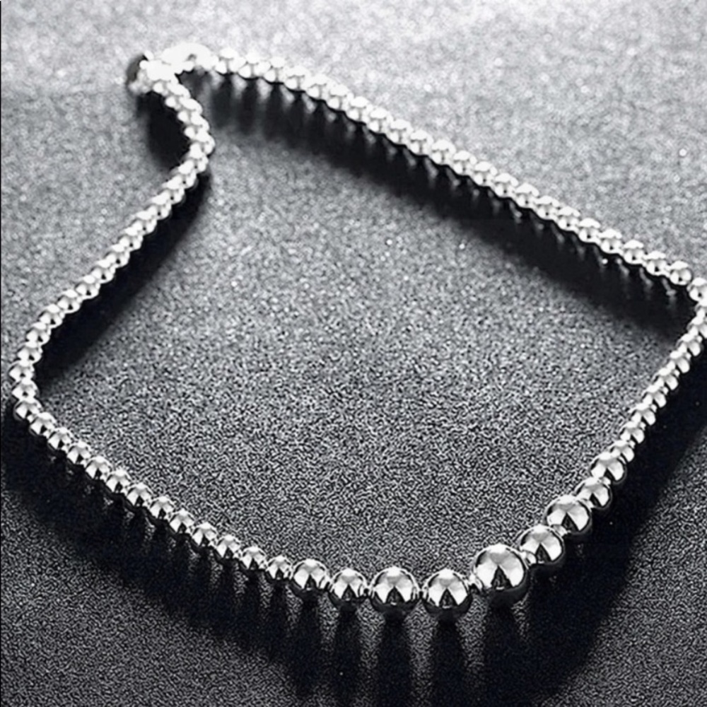 STERLING SILVER BEADED BALL MATCHING NECKLACE BRACELET SET - Picture 11 of 12